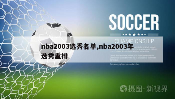 nba2003选秀名单,nba2003年选秀重排