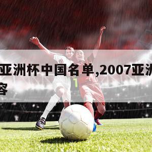 2007亚洲杯中国名单,2007亚洲杯国足阵容